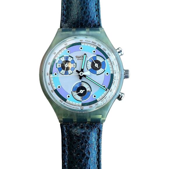 Swatch Watch GREENTIC SCV100 1992 Chrono Rare Swiss Made New Old Stock - Picture 2 of 7